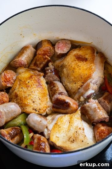 chicken and sausage added back to the sauce