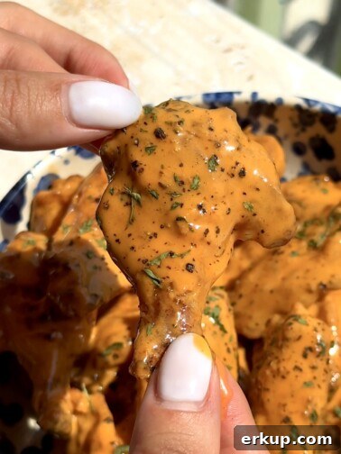 Oven-Baked Creamy Buffalo Wings on a plate