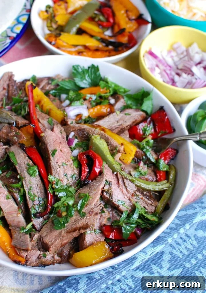 Easy Grilled Flank Steak with Chimichurri Sauce Side View