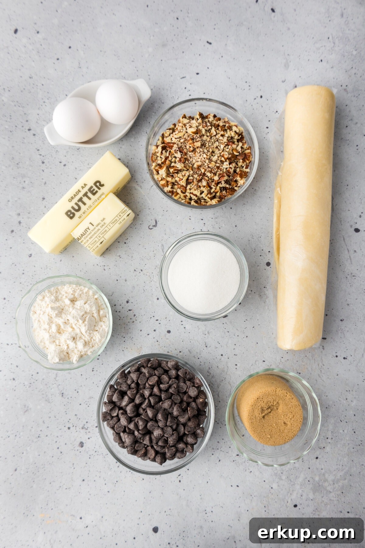 Ingredients for chocolate chip pie