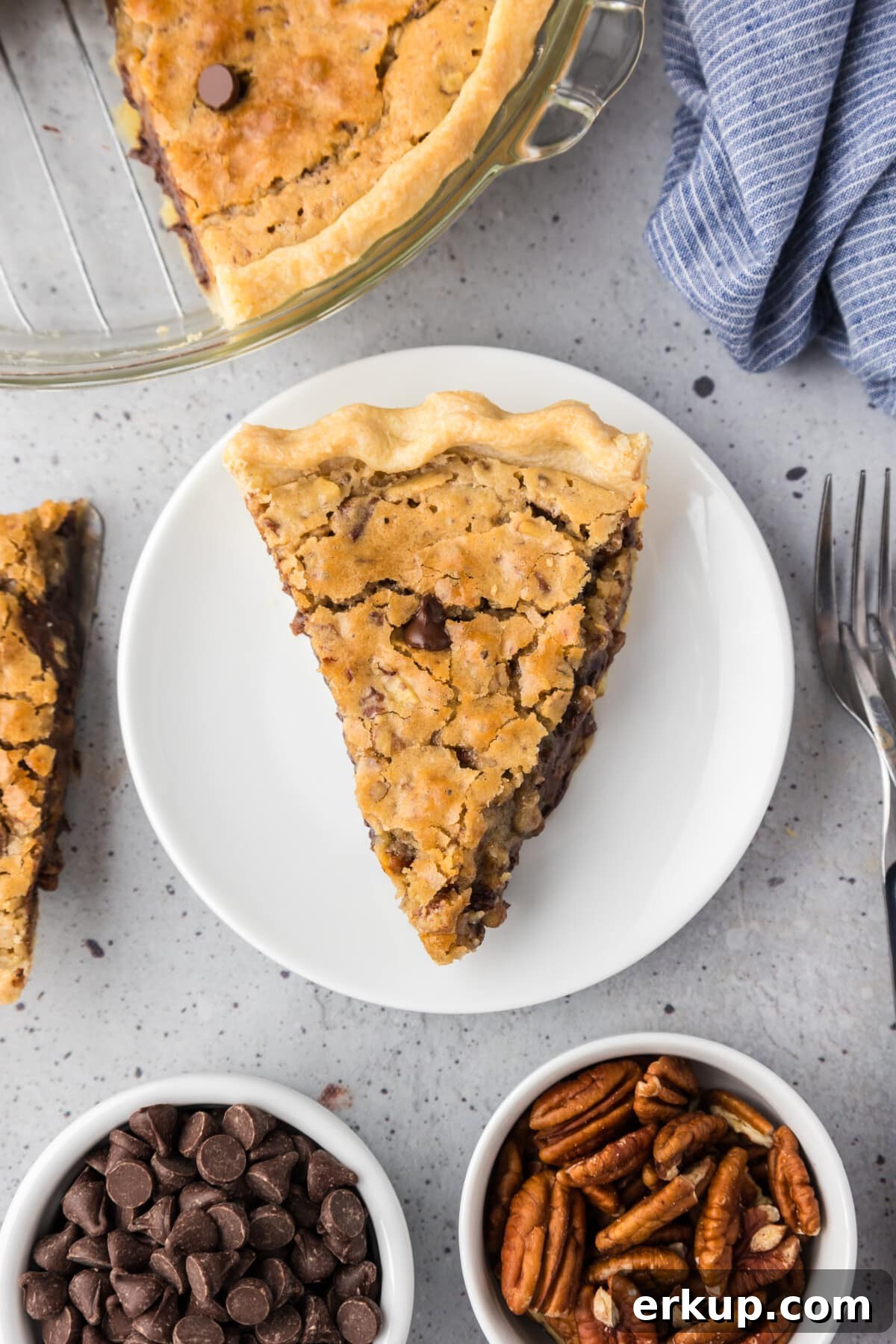 Chocolate chip pie ready to serve