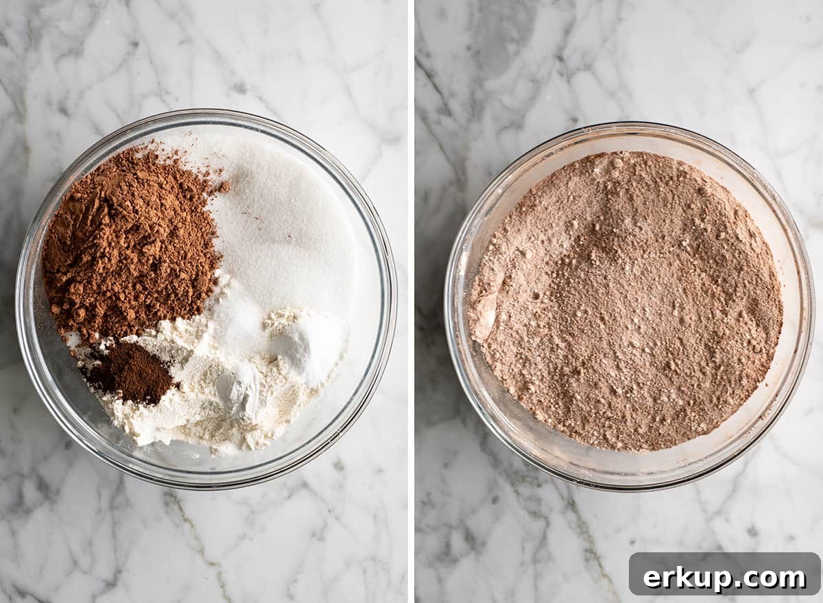 two overhead photos showing How to Make Chocolate Cupcakes