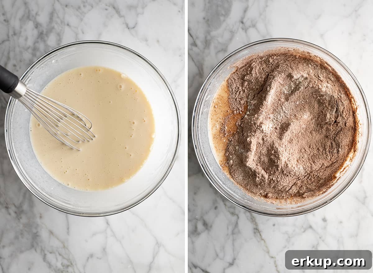 two overhead photos showing How to Make Chocolate Cupcakes