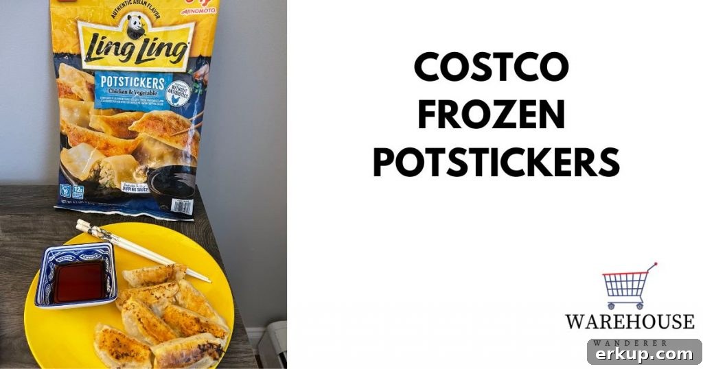 Picture of Ling Ling Frozen Potstickers package and plate of cooked potstickers