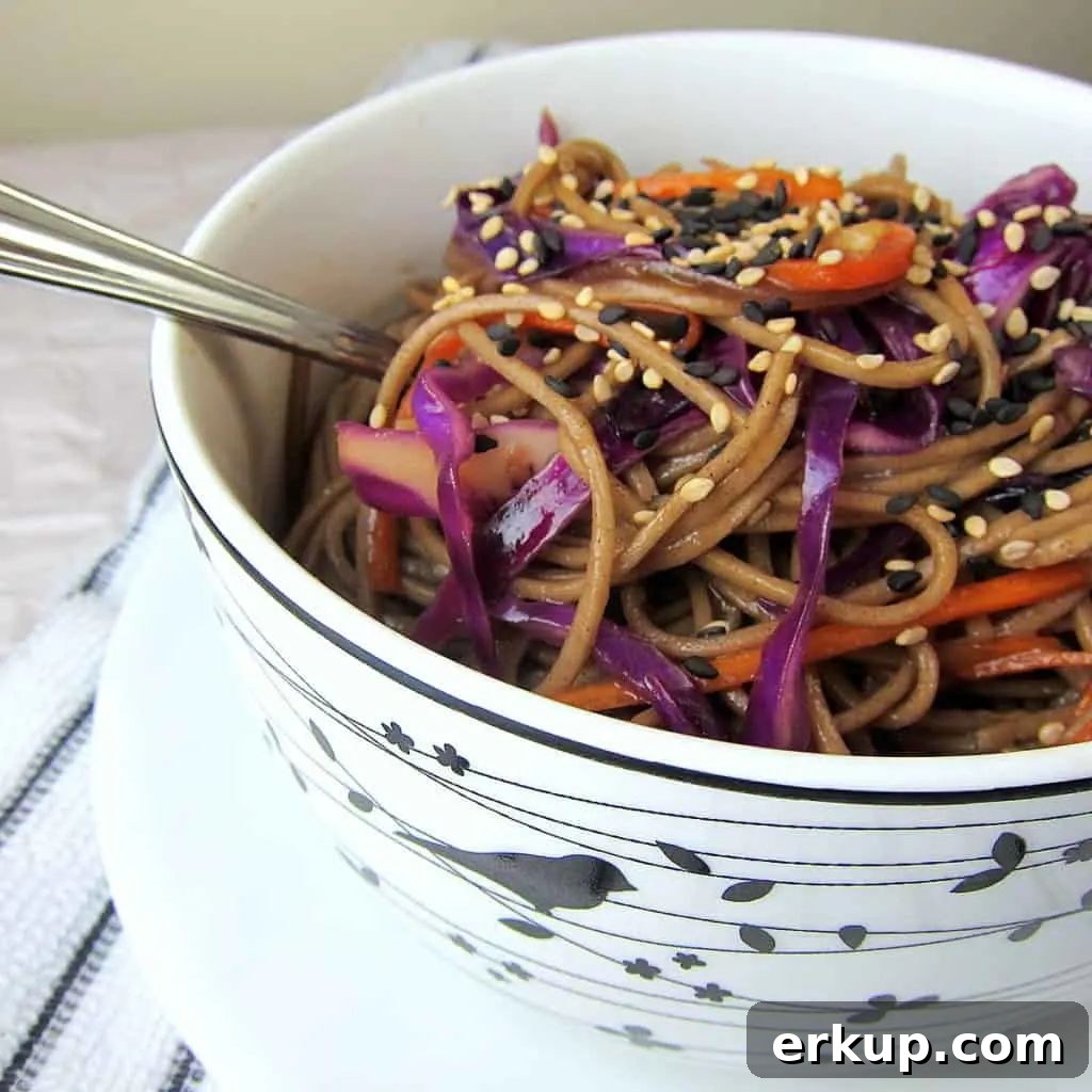 soba noodle and cabbage stir fry