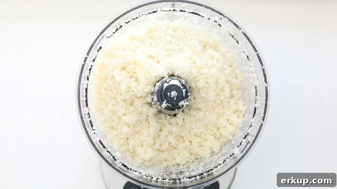 riced cauliflower in a food processor 