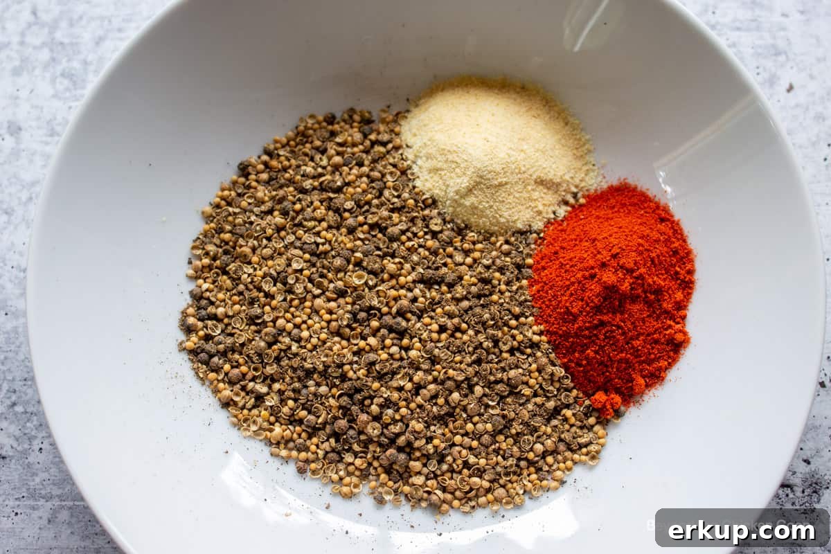 Ground spices with garlic powder and paprika.