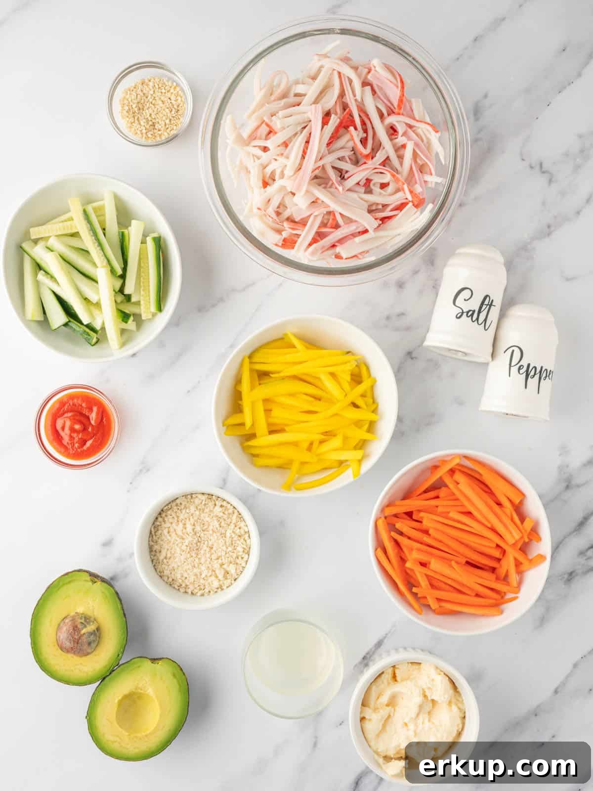 Ingredients needed for Japanese crab salad.