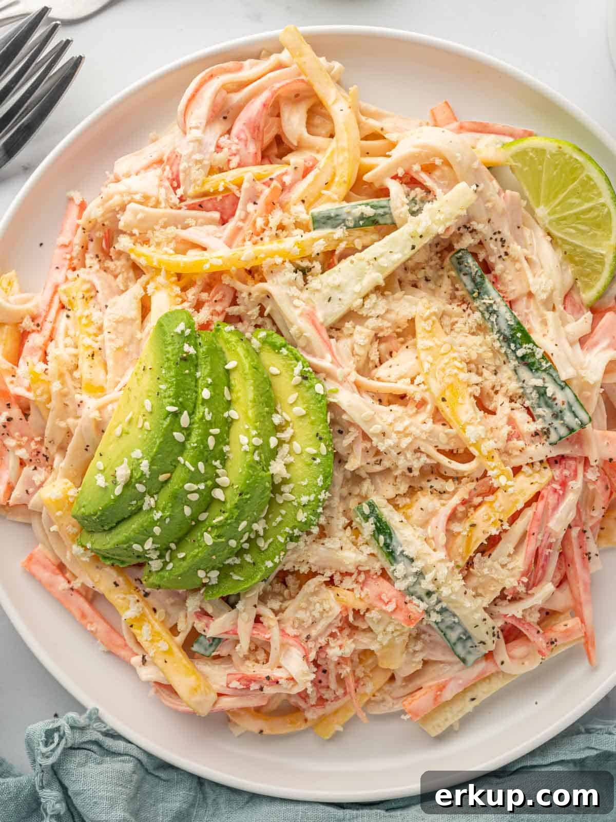 A plate of kani salad.