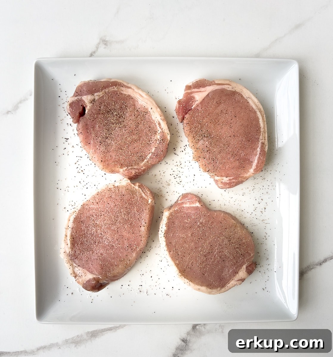 Seasoned boneless pork chops.