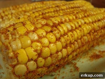 Roasted Corn with Chipotle and Cinnamon 2 Seasoned corn on the cob with cinnamon chipotle rub