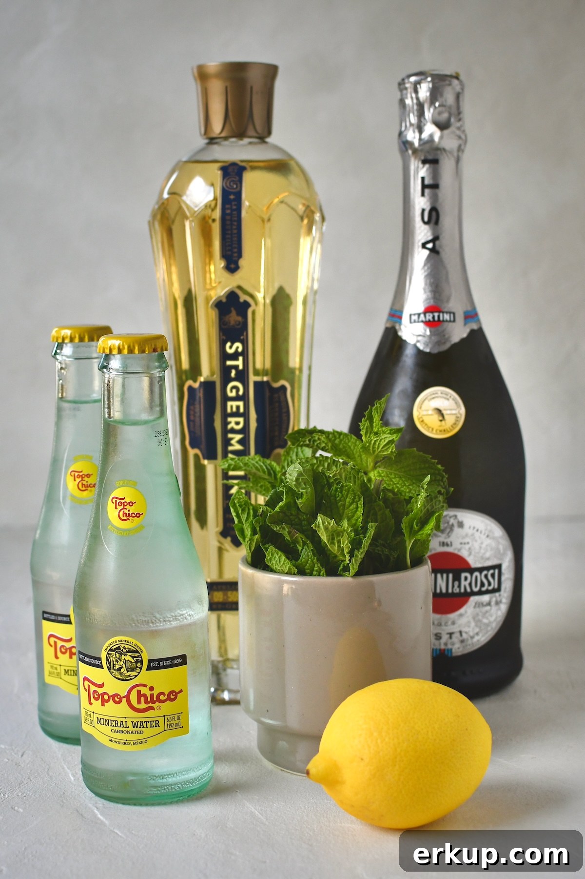 Ingredients needed to make Hugo Spritz.