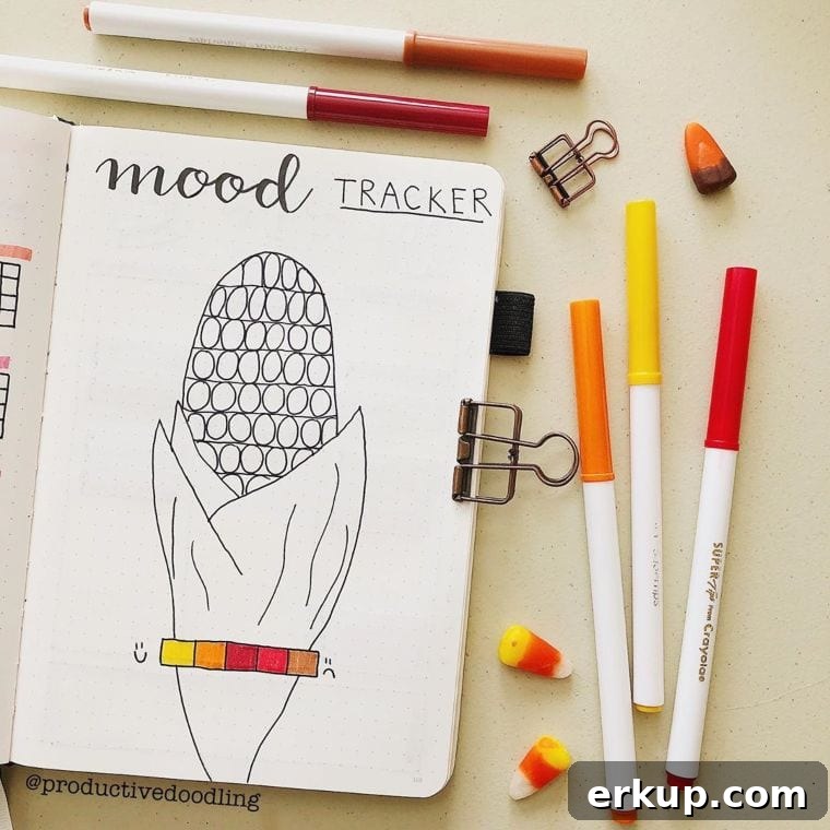 25 Creative Bullet Journal Mood Tracker Ideas 11 Corn mood tracking