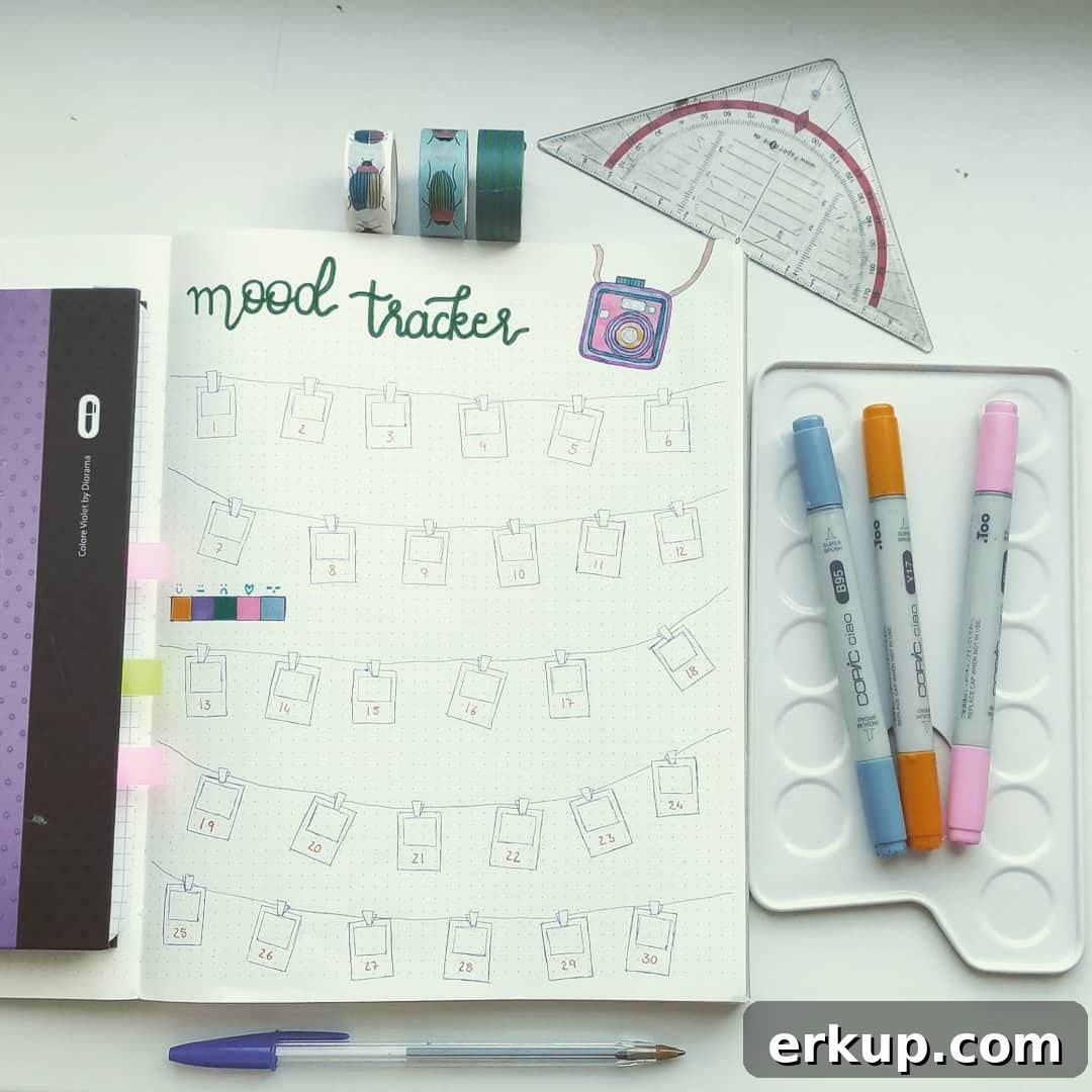 25 Creative Bullet Journal Mood Tracker Ideas 17 Polaroid