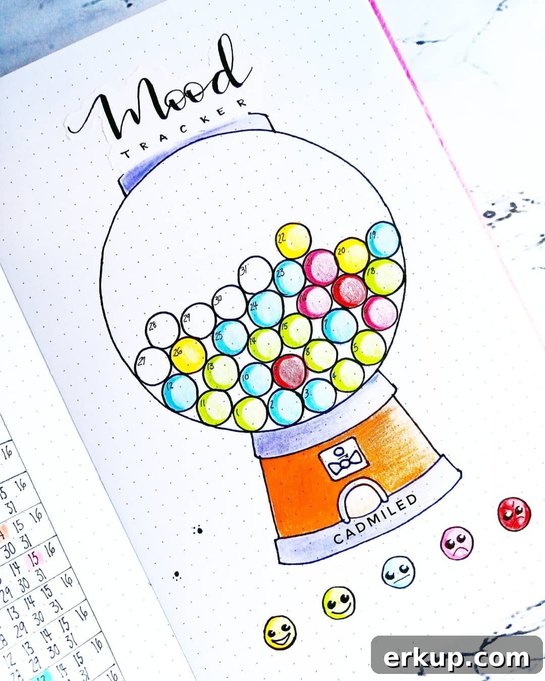 25 Creative Bullet Journal Mood Tracker Ideas 20 Gumball Machine