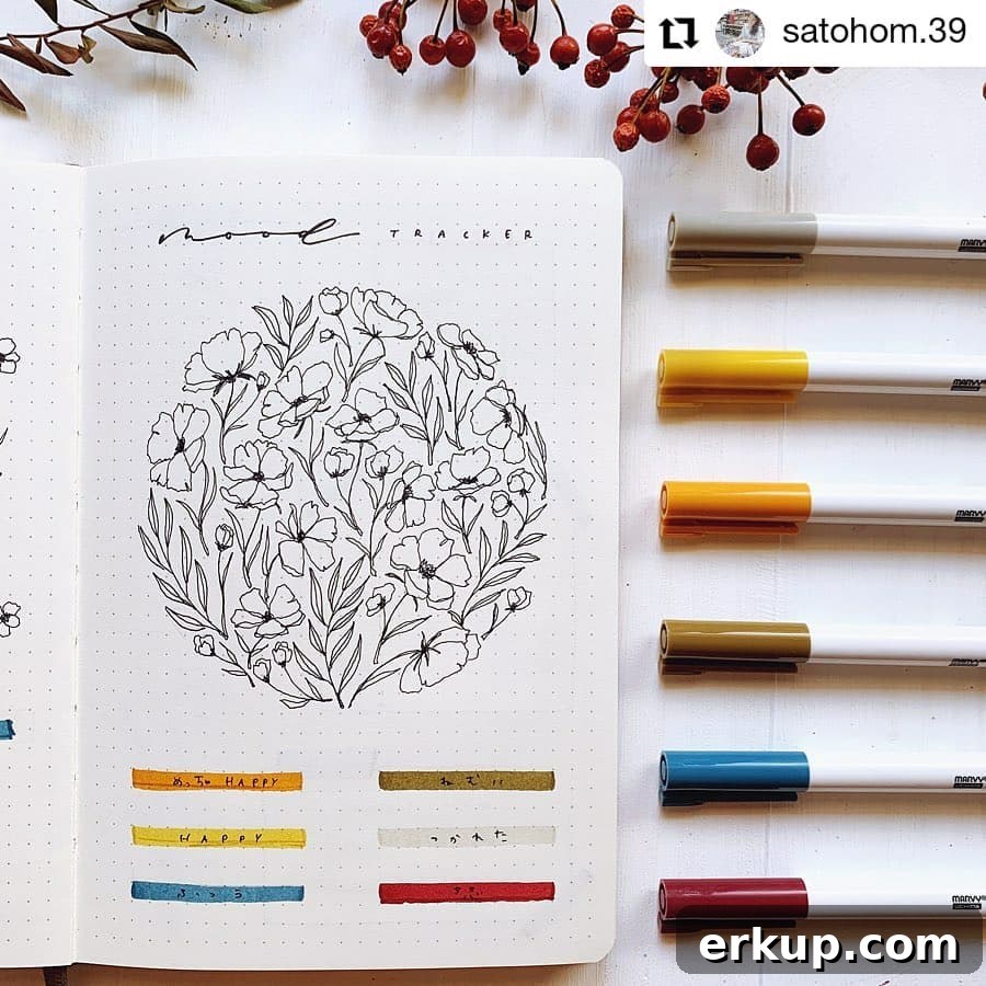 25 Creative Bullet Journal Mood Tracker Ideas 21 Floral Bunch Mood Tracker