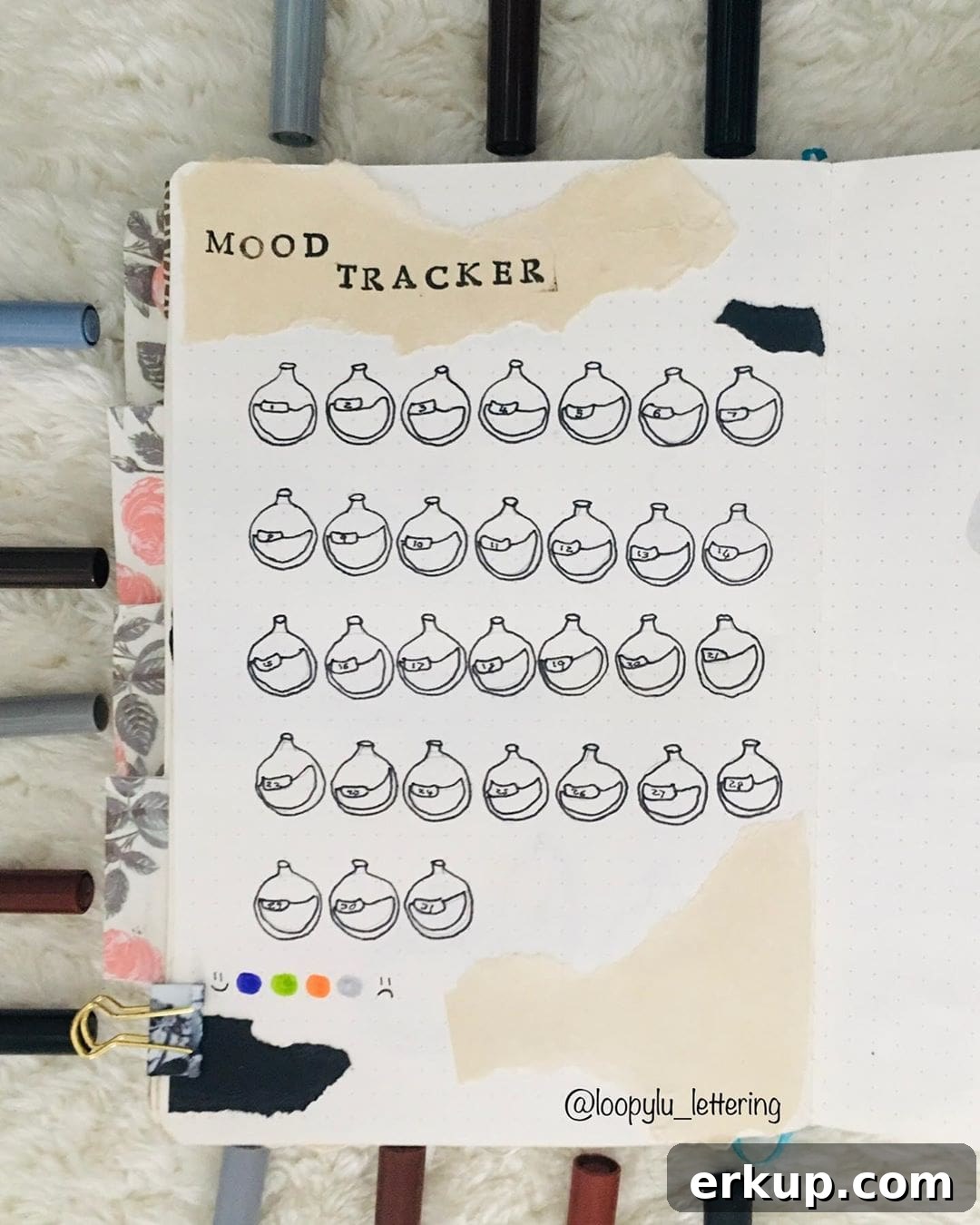 25 Creative Bullet Journal Mood Tracker Ideas 23 Bottle bullet journal