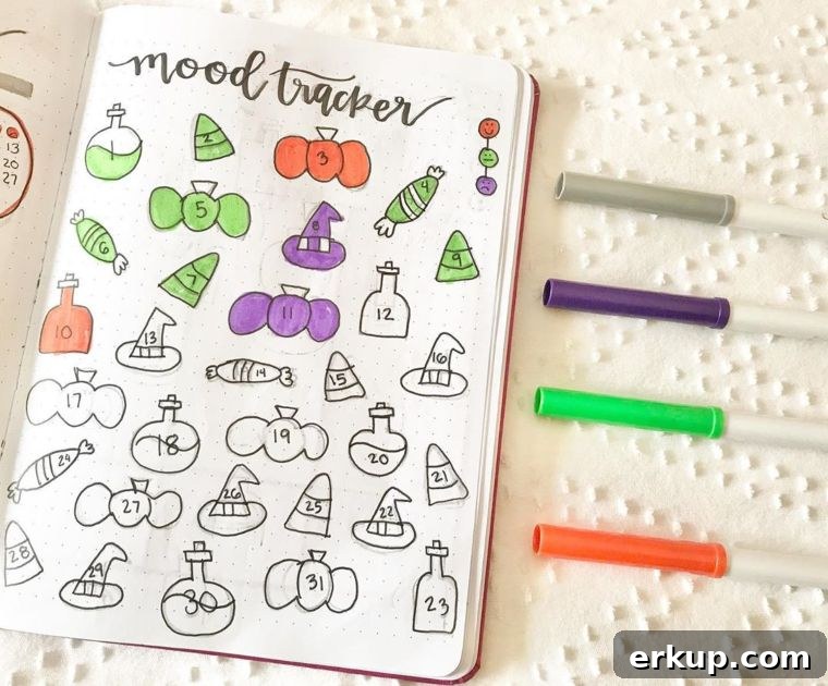 25 Creative Bullet Journal Mood Tracker Ideas 25 Trick-or-Treat
