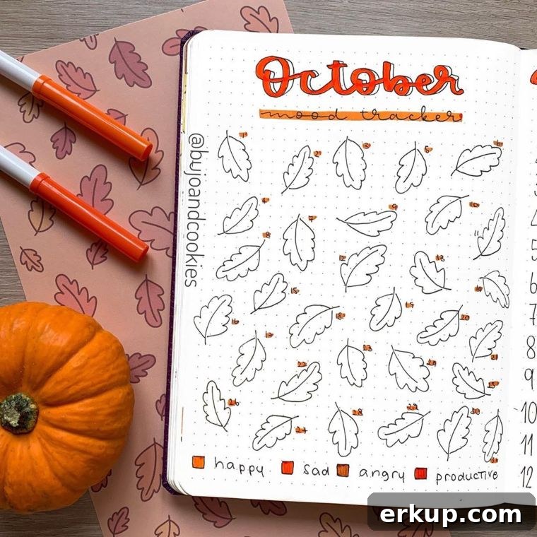 25 Creative Bullet Journal Mood Tracker Ideas 4 October mood tracker