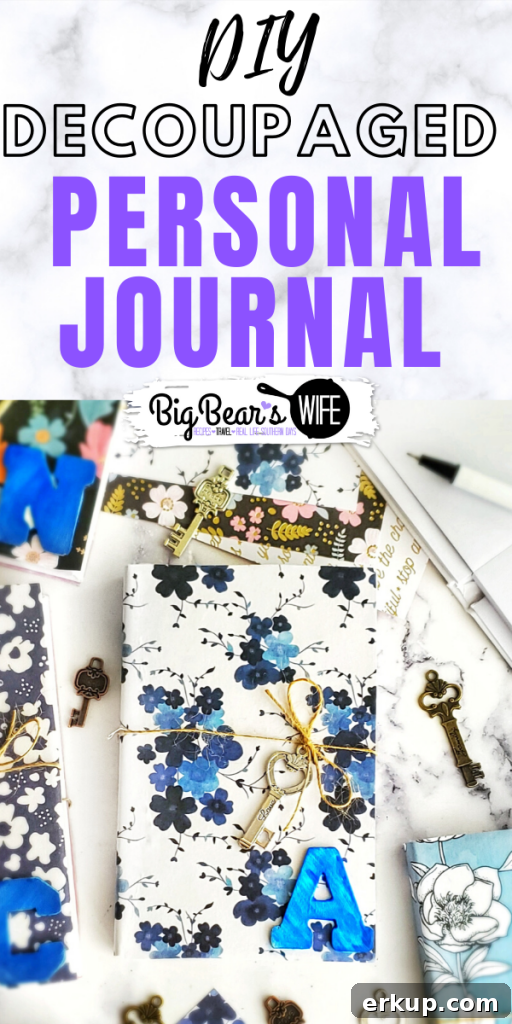 DIY Decoupaged Personal Journal - Throwing your emotions onto the pages of a journal can really help relieve stress and creating your own journal to fit your own personal style makes it even better! Here are step by step directions for creating your own DIY Decoupaged Personal Journal.