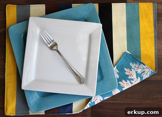 DIY Reversible Placemat: Step-by-Step Sewing Tutorial 13 plate on placemat