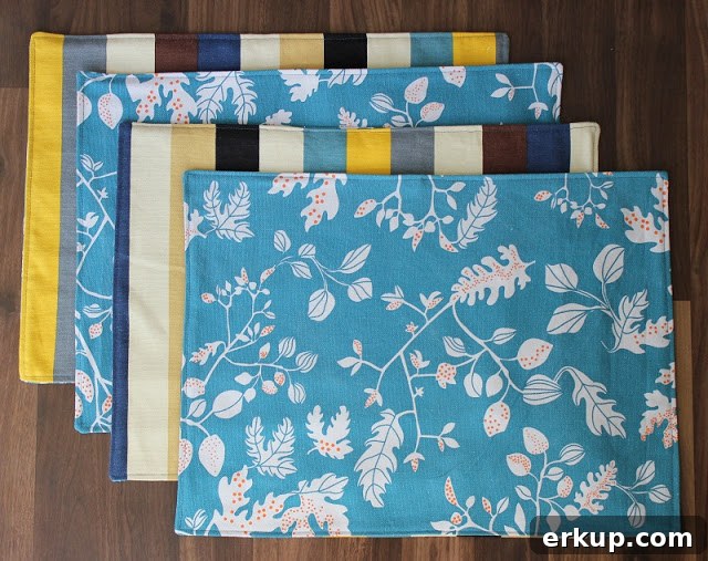 DIY Reversible Placemat: Step-by-Step Sewing Tutorial 15 four placemats