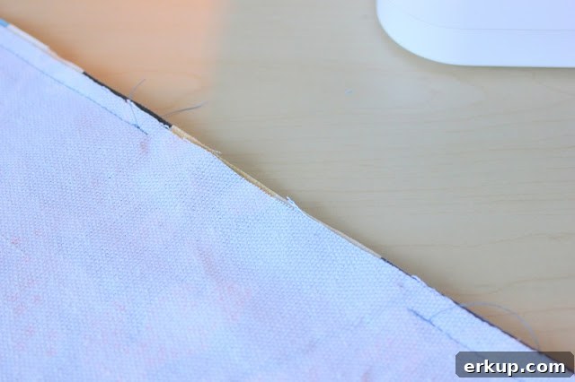 DIY Reversible Placemat: Step-by-Step Sewing Tutorial 9 opening in fabric to turn right side out