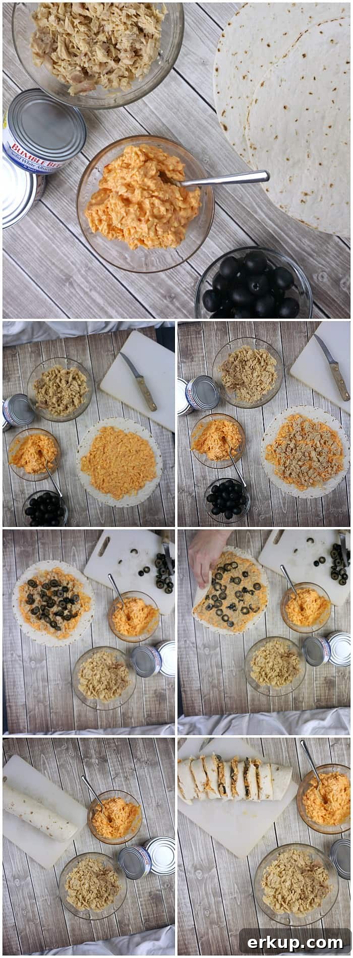 easy tutorial for making tuna and cheese roll-ups for kids snacks