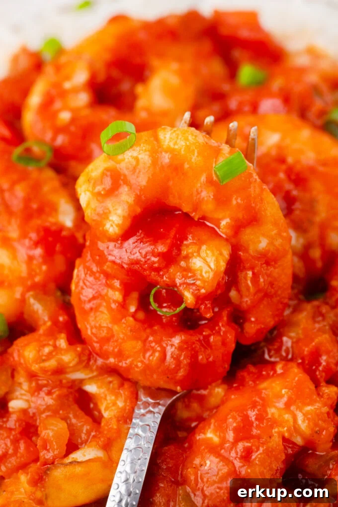 Close shot of spicy shrimp creole.