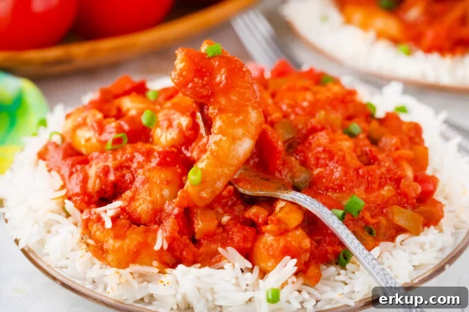 Tender and plump shrimp creole.