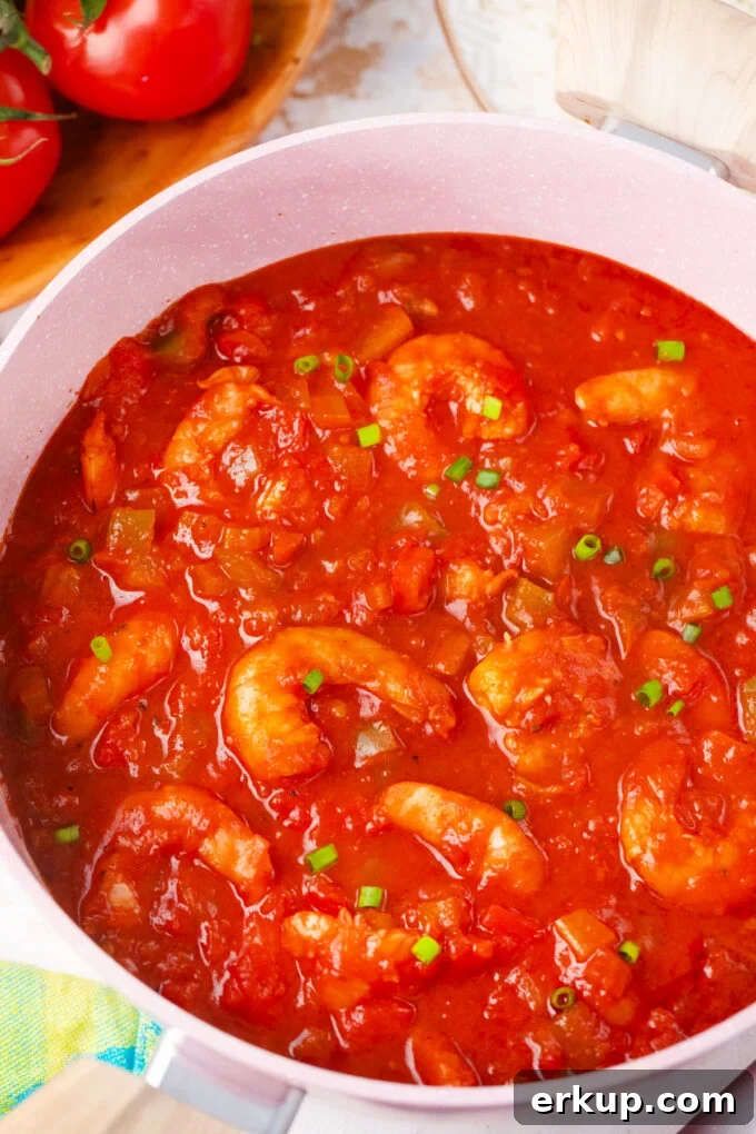 A pot of shrimp creole.