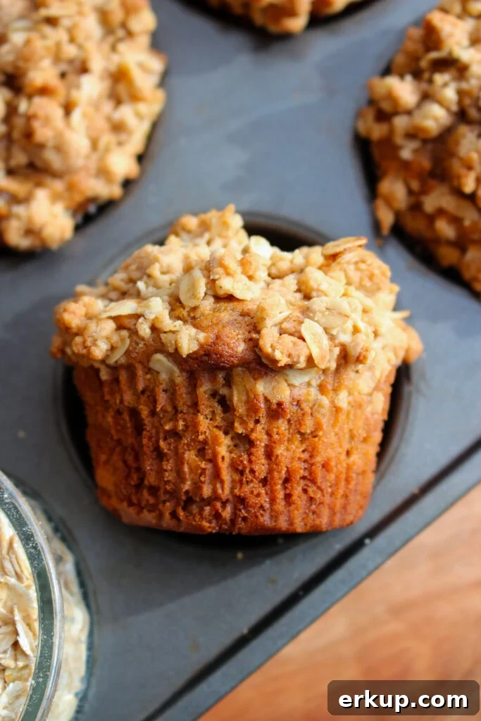 Close up of muffin streusel topping