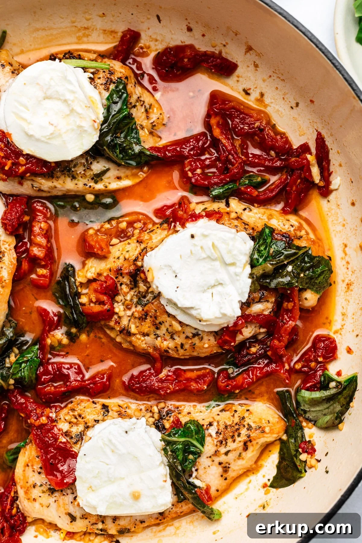 Sun-dried tomato goat cheese chicken on a plate