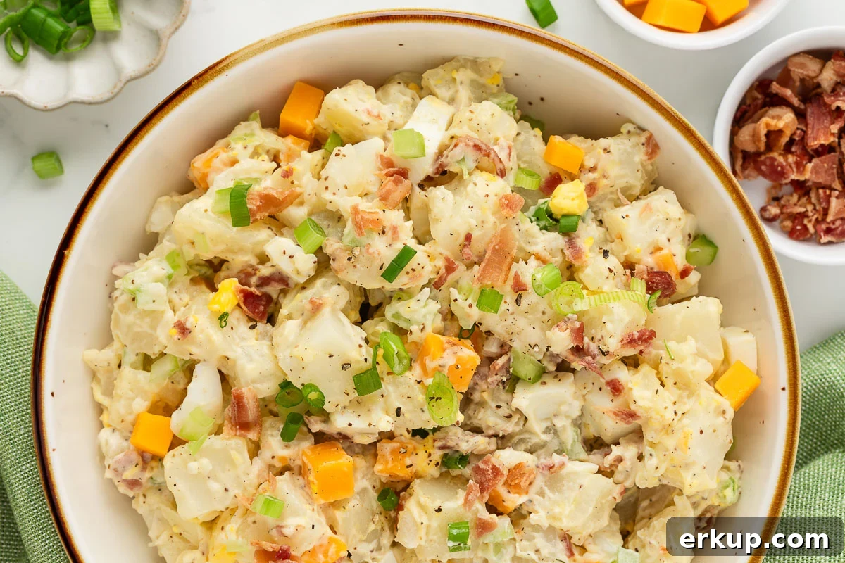 Loaded Potato Salad with Crispy Bacon and Cheddar Cheese