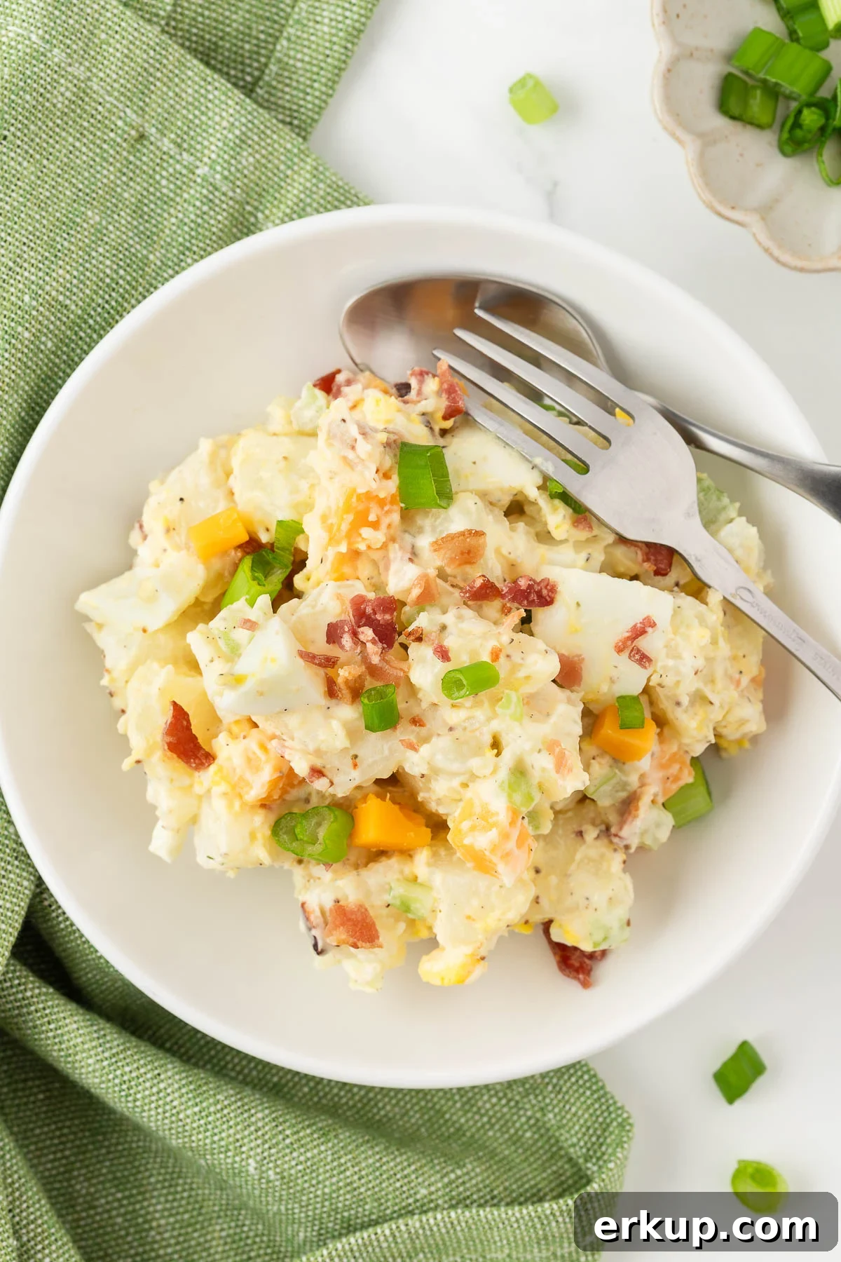 single serving plate of creamy potluck side dish