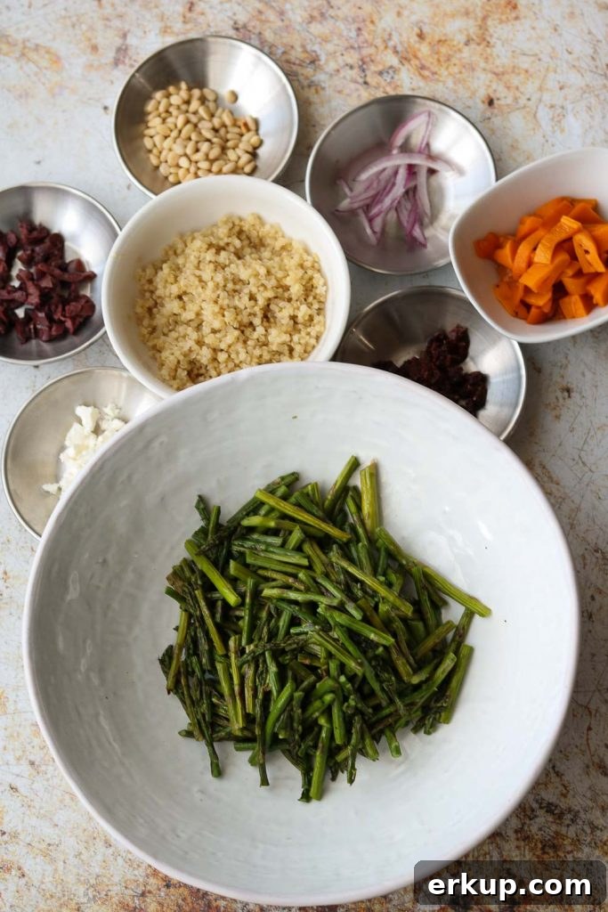 ingredients for warm quinoa salad 