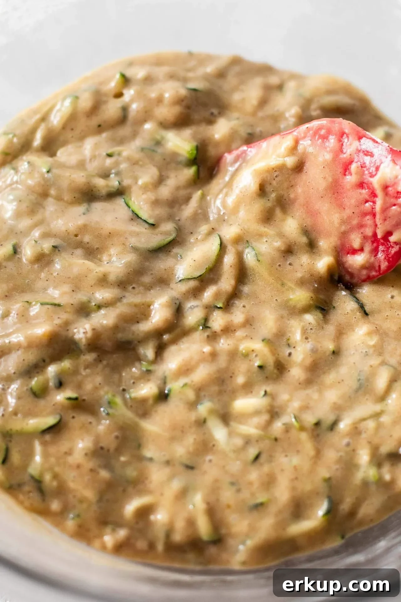 sour cream zucchini coffee cake batter in bowl