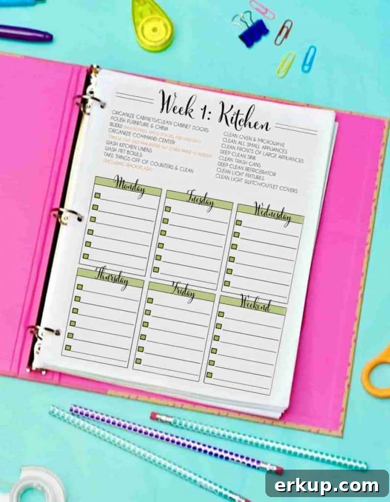 weekly cleaning schedule printable