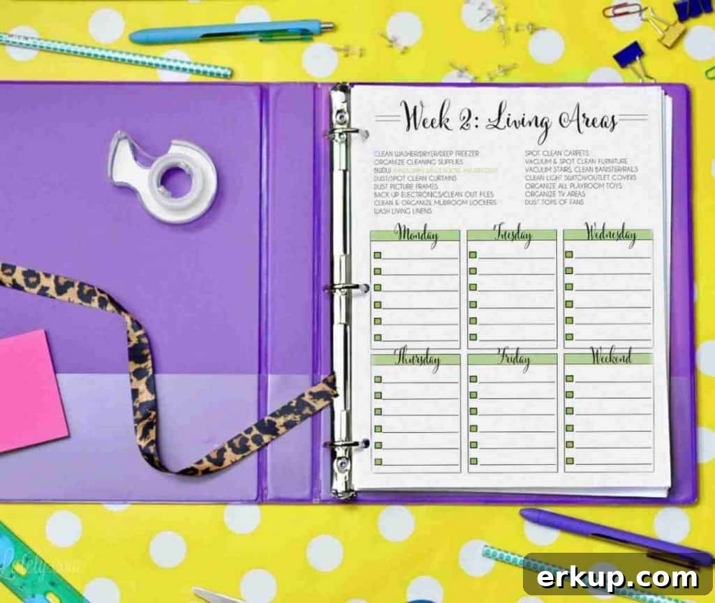 weekly cleaning schedule