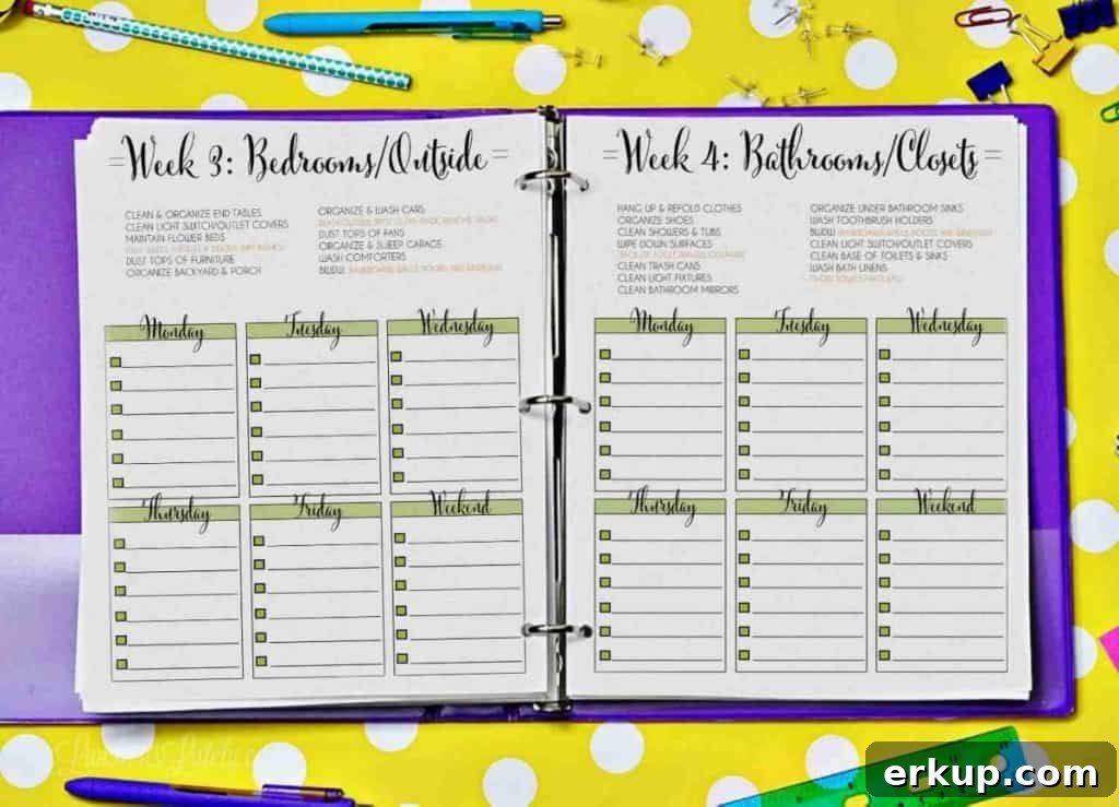 weekly cleaning schedule