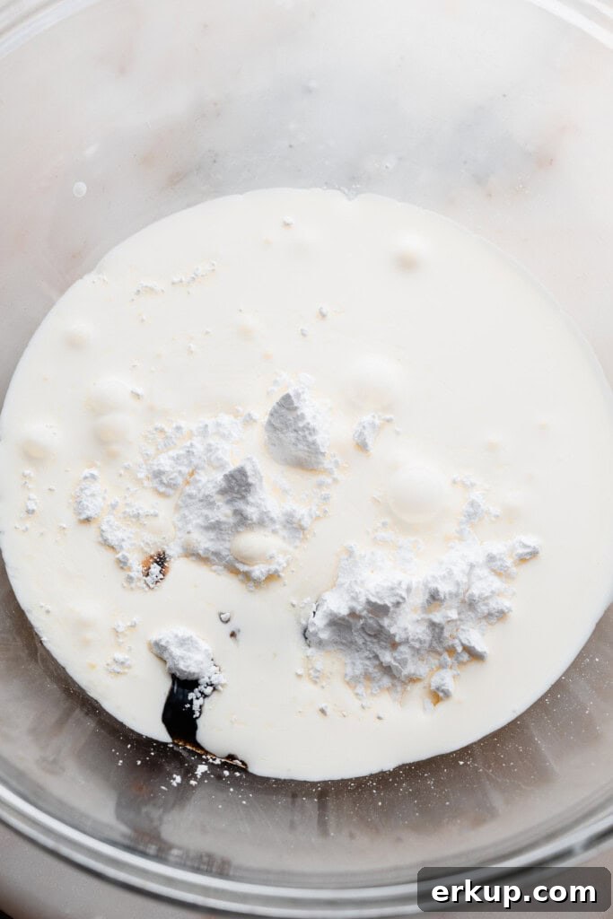 A bowl of the whipped cream ingredients.