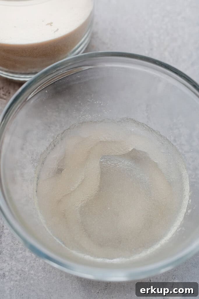 A small bowl of the thick gelatin mixture.