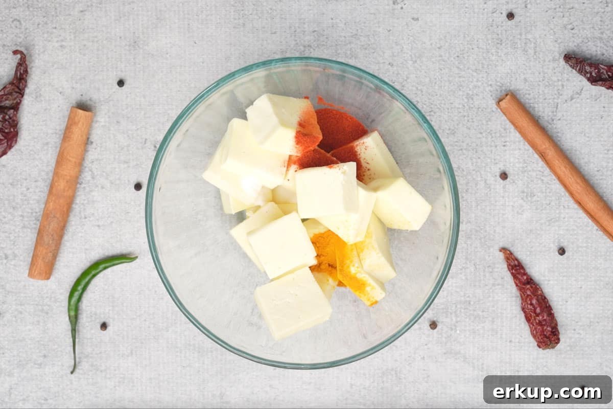 Marination ingredients added to a bowl.