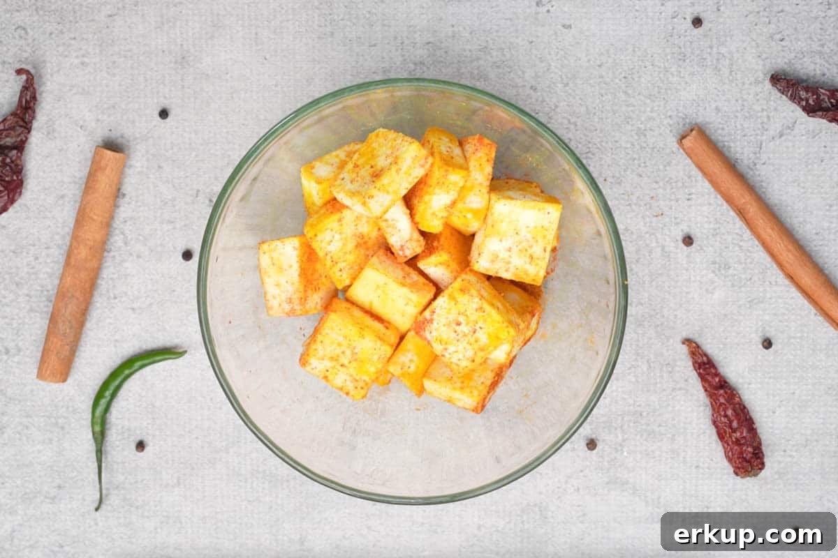 Marinated paneer.