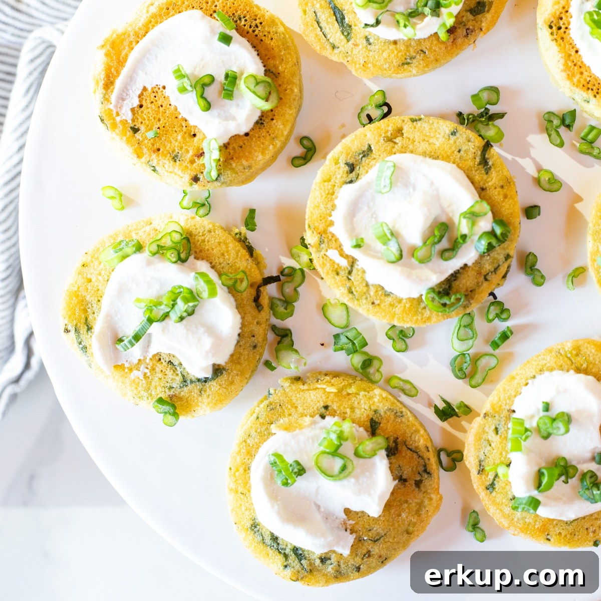 Week 5 Vegetarian Meal Plan for April 4 Mini chickpea pancakes topped with sour cream and scallions