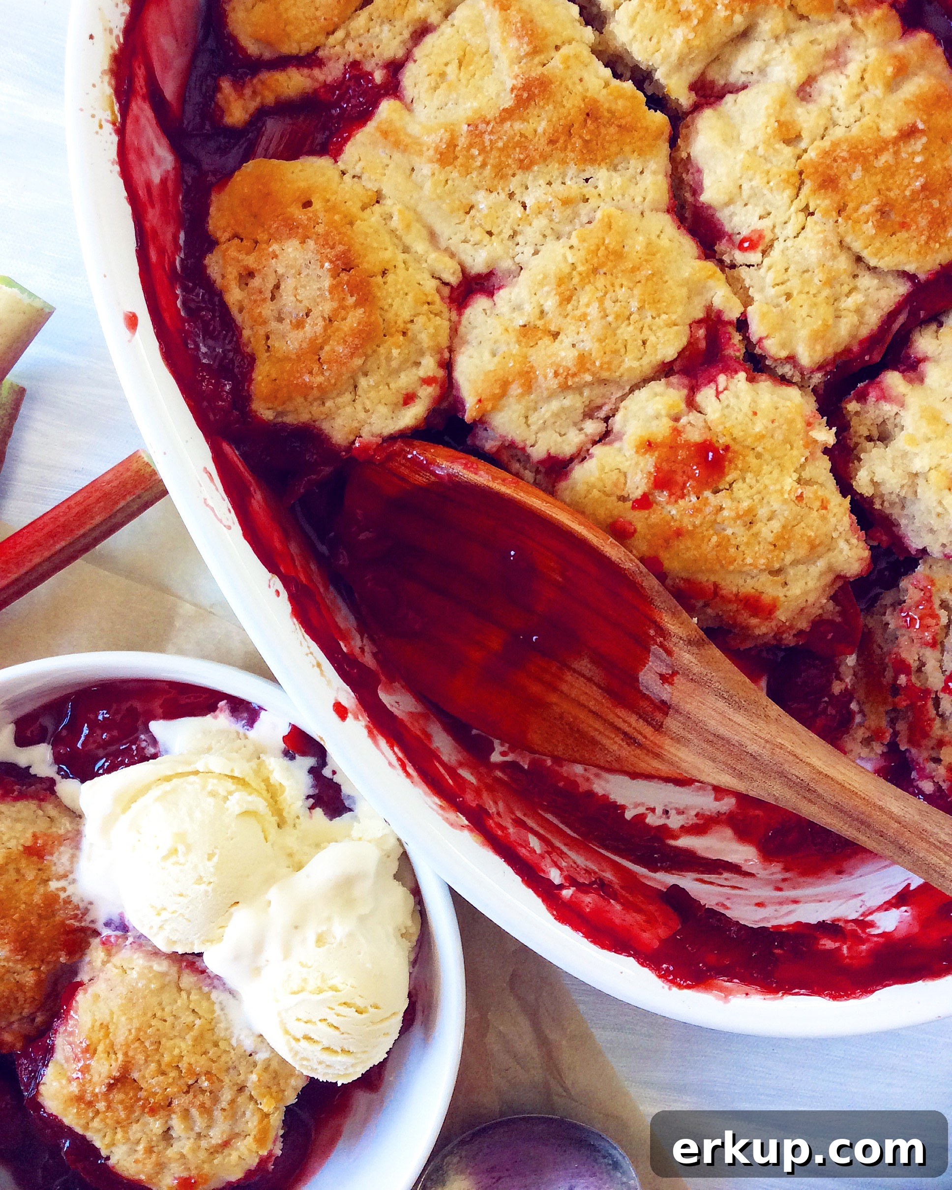Strawberry Rhubarb Cobbler with Oat Flour Biscuits