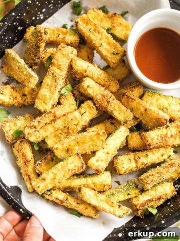 Pinterest image for crispy air fryer zucchini fries