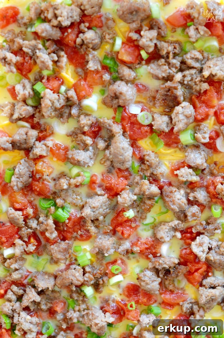 Sausage Hash Brown Egg Bake with Rotel