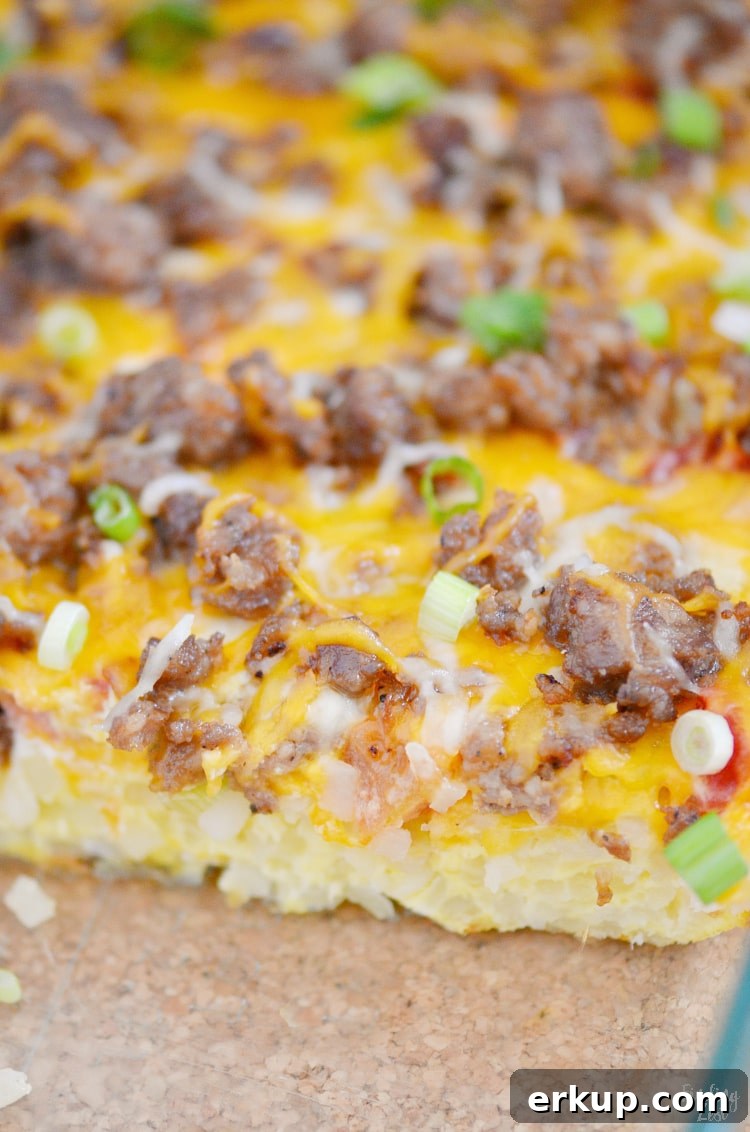 Sausage hash brown casserole is the breakfast recipe you didn't know you were missing out on! Try this easy egg bake for a new weekend brunch or holiday breakfast option. Works great for meal prep as it still tastes great reheated.