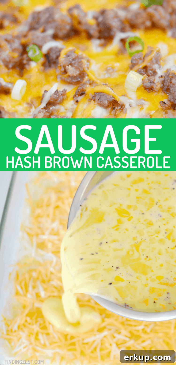 Sausage hash brown casserole is the breakfast recipe you didn't know you were missing out on! Try this easy egg bake for a new weekend brunch or holiday breakfast option. Works great for meal prep as it still tastes great reheated.